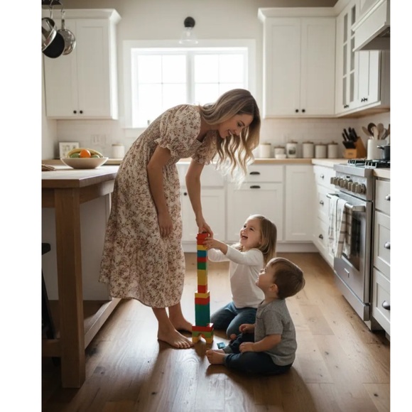 Floral Smocked Peasant Midi Dress - Puff Sleeve Modest Cottagecore - Size Medium - Picture 3 of 4